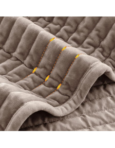 Colcha King SHALALA de Terciopelo Ligero Rayas Taupe 2