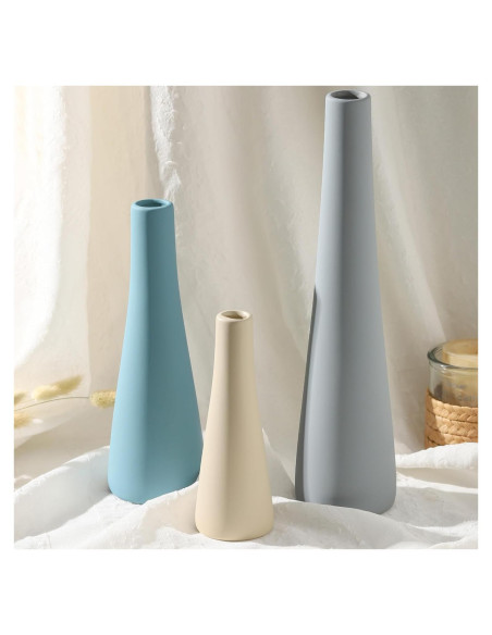 Juego de Jarrones de Cerámica OOIT 3 Piezas Azul