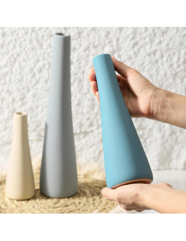 Juego de Jarrones de Cerámica OOIT 3 Piezas Azul