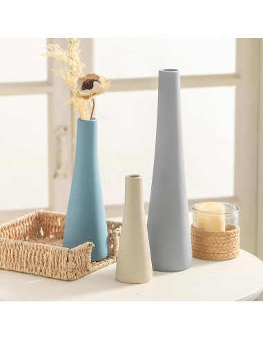 Juego de Jarrones de Cerámica OOIT 3 Piezas Azul