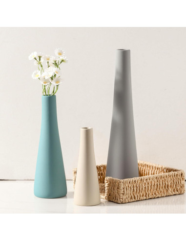 Juego de Jarrones de Cerámica OOIT 3 Piezas Azul