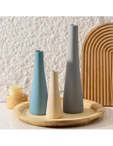 Juego de Jarrones de Cerámica OOIT 3 Piezas Azul