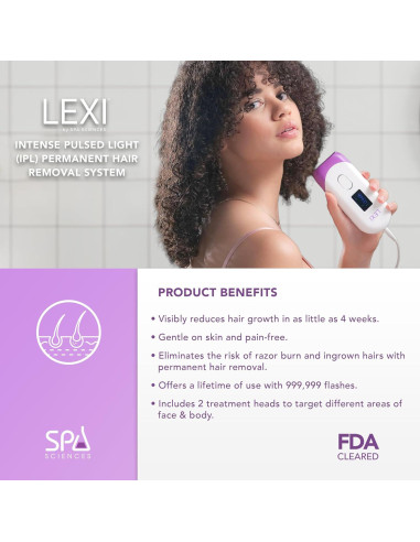 Spa Sciences LEXI - Eliminador de Vello IPL Indoloro 999,999 Destellos