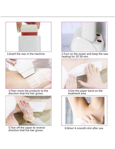 Kit de Cera Depilatoria Nynelly Calentador Roll On 1 Cera 20 Tiras