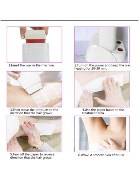 Kit de Cera Depilatoria Nynelly Calentador Roll On 1 Cera 20 Tiras