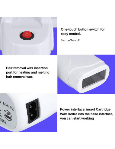 Kit de Cera Depilatoria Nynelly Calentador Roll On 1 Cera 20 Tiras