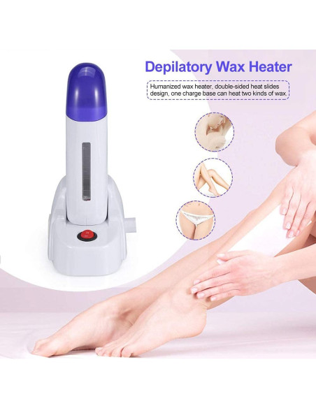 Kit de Cera Depilatoria Nynelly Calentador Roll On 1 Cera 20 Tiras