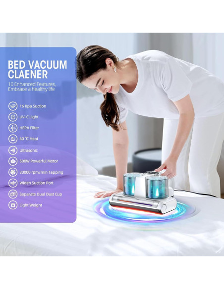Aspiradora de Cama JPHYLL UVC-S1600-Pro 500W Luz UV-C