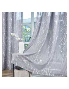 Cortinas Semi-Transparentes Kotile 52x213 cm 2 Paneles Plateadas