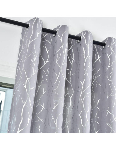 Cortinas Semi-Transparentes Kotile 52x213 cm 2 Paneles Plateadas