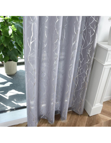 Cortinas Semi-Transparentes Kotile 52x213 cm 2 Paneles Plateadas