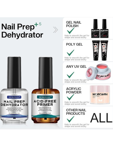 Set Morovan Deshidratador y Primer Sin Ácido para Uñas