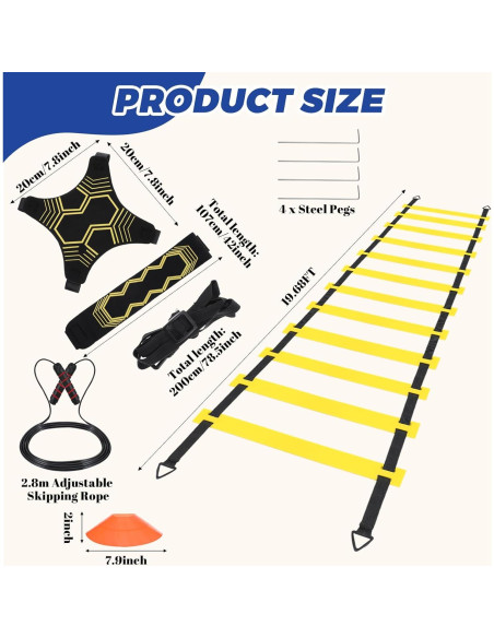Equipo de Entrenamiento de Agilidad wutfuooo - 12 Peldaños, 12 Conos