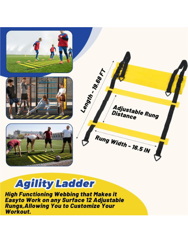 Equipo de Entrenamiento de Agilidad wutfuooo - 12 Peldaños, 12 Conos