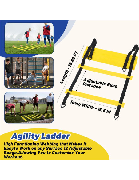 Equipo de Entrenamiento de Agilidad wutfuooo - 12 Peldaños, 12 Conos