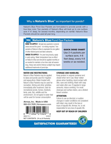 Colorante Azul Natural Airmax para Estanques - 2 Paquetes