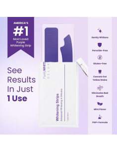 Tiras Blanqueadoras Moradas PurelyWHITE - 28 Tiras Seguras 2