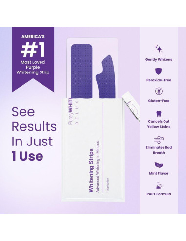 Tiras Blanqueadoras Moradas PurelyWHITE - 28 Tiras Seguras