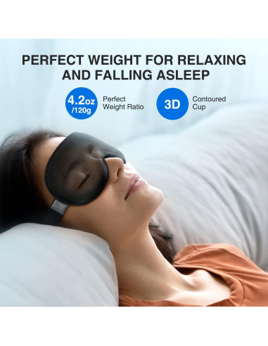 Máscara de Sueño YFONG 3D Negra con Peso 120g Ajustable