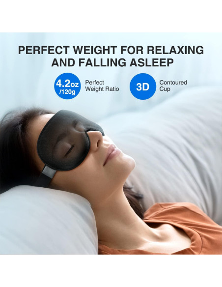 Máscara de Sueño YFONG 3D Negra con Peso 120g Ajustable