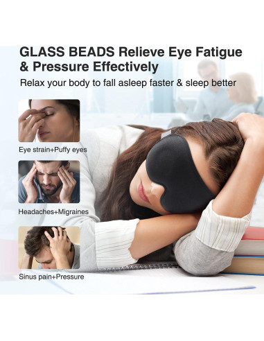 Máscara de Sueño YFONG 3D Negra con Peso 120g Ajustable