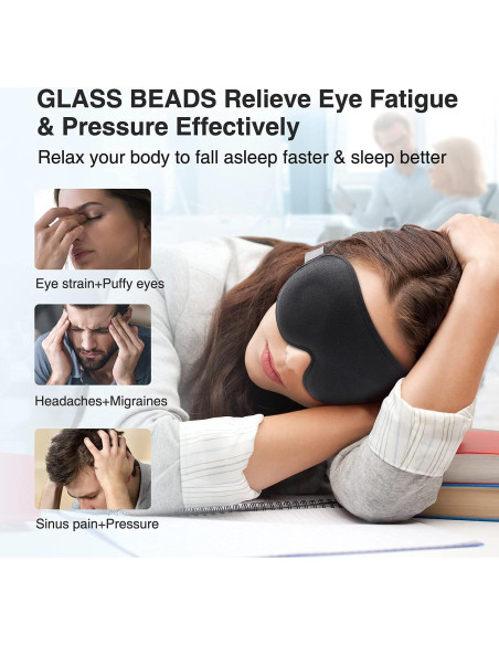 Máscara de Sueño YFONG 3D Negra con Peso 120g Ajustable