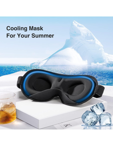 Máscara de Sueño YFONG 3D Negra con Peso 120g Ajustable