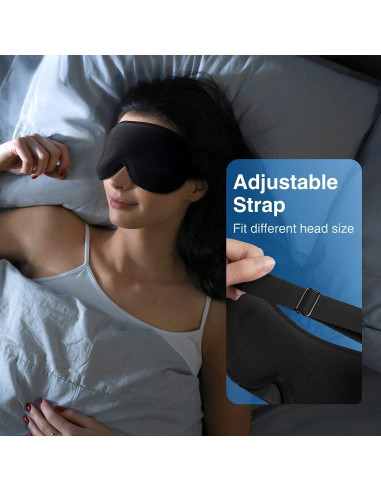 Máscara de Sueño YFONG 3D Negra con Peso 120g Ajustable