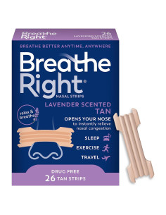Tiras Nasales Breathe Right Aroma Lavanda 26 Piezas Alivio Congestión