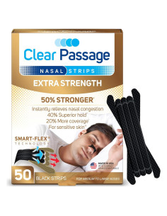 Tiras Nasales Anti Ronquidos Clear Passage 50 Ct - Fuerza Extra
