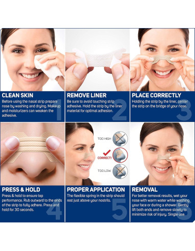 Tiras Nasales ASO 100 ct para Ronquidos y Congestión