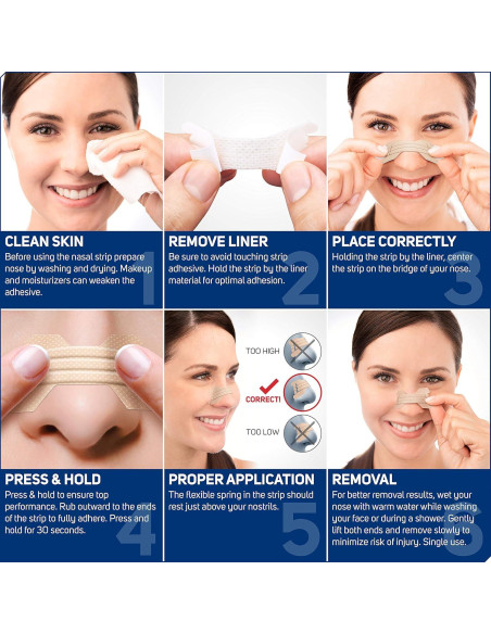 Tiras Nasales ASO 100 ct para Ronquidos y Congestión