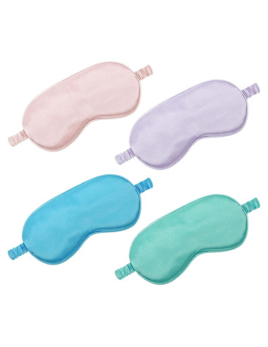 4 Pcs Máscara de Sueño de Seda Geyoga con Tapones para Oídos