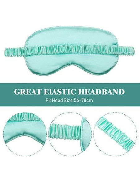 4 Pcs Máscara de Sueño de Seda Geyoga con Tapones para Oídos