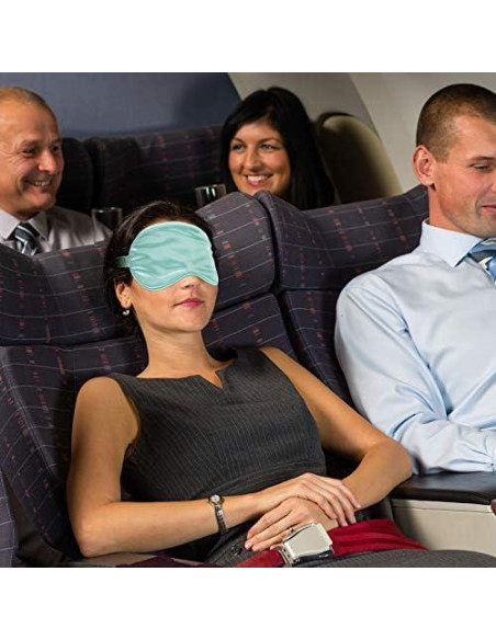 4 Pcs Máscara de Sueño de Seda Geyoga con Tapones para Oídos