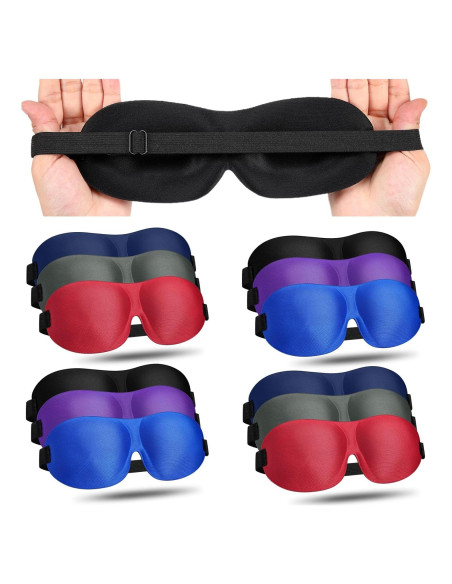 Bonuci 12 Máscaras de Sueño 3D Antifaz Ajustable Multicolor