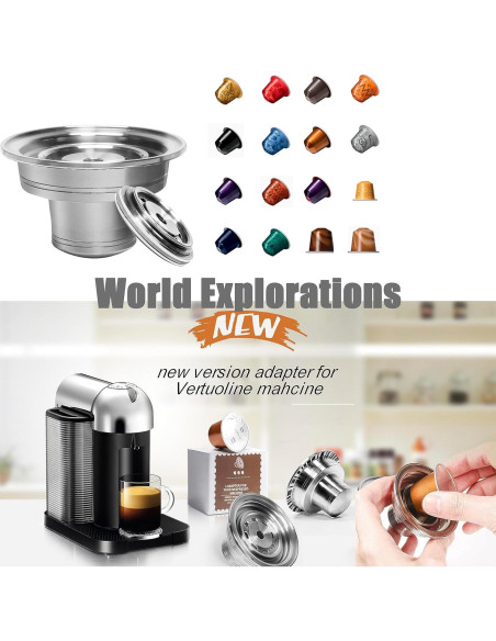 Adaptador de cápsulas reutilizables V,ertuo para Nespresso GCA1
