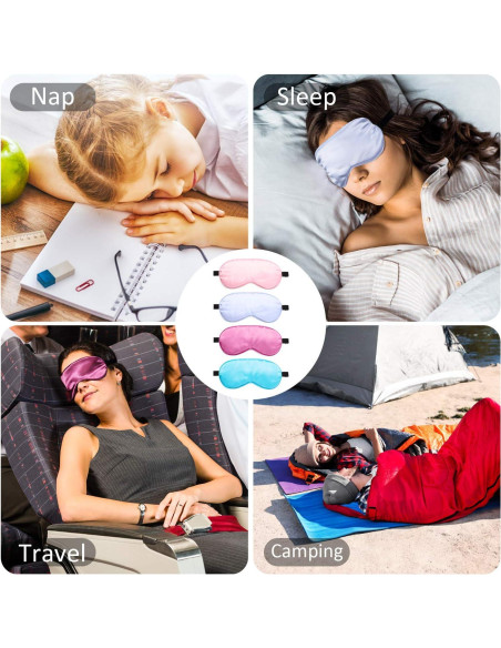 BBTO 8 Pcs Máscaras de Sueño de Seda Ajustables para Dormir