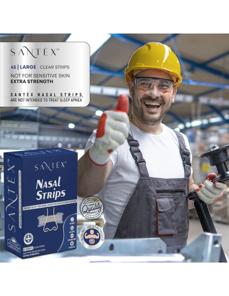 Tiras Nasales Transparentes Santéx Grandes 45 ct. Alivio Ronquidos