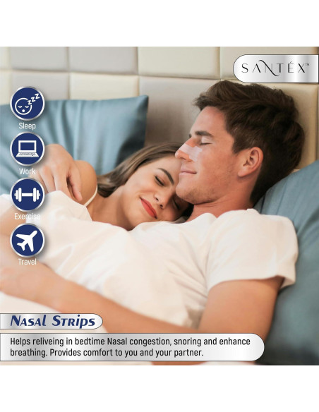 Tiras Nasales Transparentes Santéx Grandes 45 ct. Alivio Ronquidos