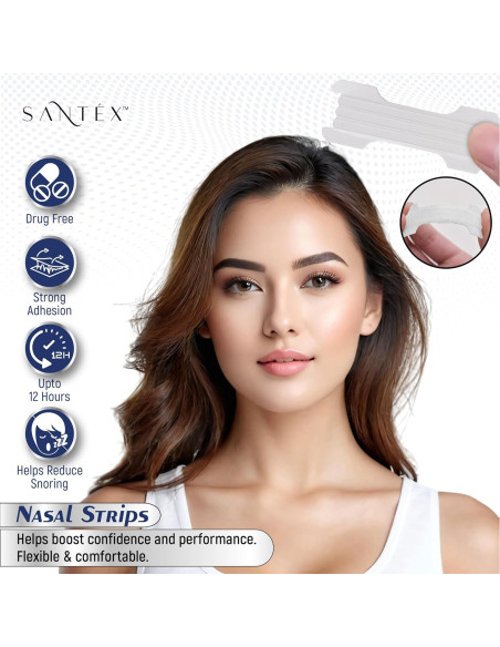 Tiras Nasales Transparentes Santéx Grandes 45 ct. Alivio Ronquidos