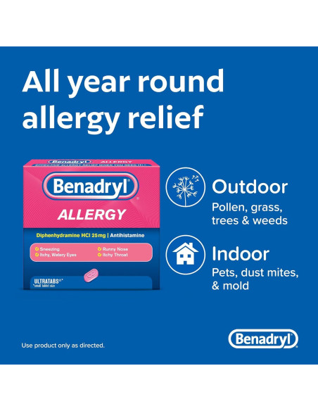 Benadryl Ultratabs 25 mg Antihistamínico Alivio Alergias 24 ct