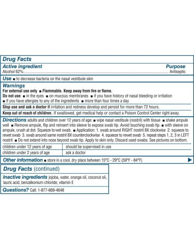 Nozin Sanitizante Nasal Antisético 10 Ampules 62% Alcohol