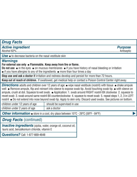 Nozin Sanitizante Nasal Antisético 10 Ampules 62% Alcohol