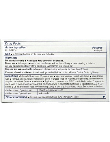 Nozin Sanitizante Nasal Antisético 10 Ampules 62% Alcohol