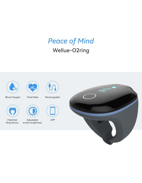 Oxímetro de Pulso Wellue O2ring Bluetooth Recargable 12.19x6.60cm