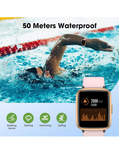 Reloj Inteligente LIVIKEY Rosa con Monitor de Frecuencia