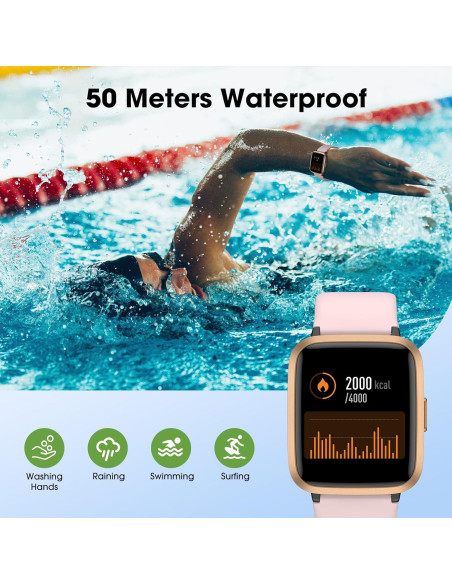 Reloj Inteligente LIVIKEY Rosa con Monitor de Frecuencia