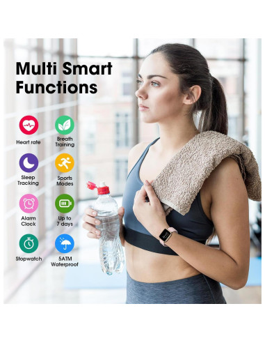 Reloj Inteligente LIVIKEY Rosa con Monitor de Frecuencia