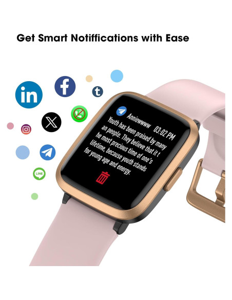 Reloj Inteligente LIVIKEY Rosa con Monitor de Frecuencia